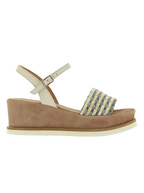 sandalo da donna in pelle e raffia multicolore GIANMARCO SORELLI | 2162X